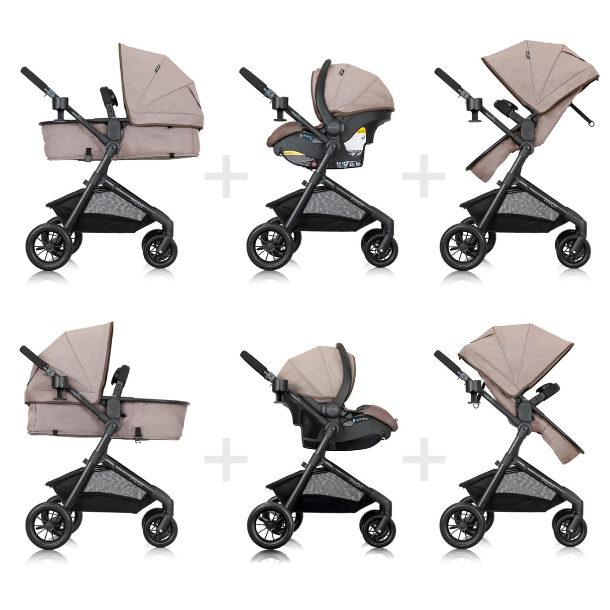 Evenflo Pivot Modular Travel System with LiteMax Preemie and Infant Car Seat (Desert Tan) , , 71Wu3sV0hQL._SL1500