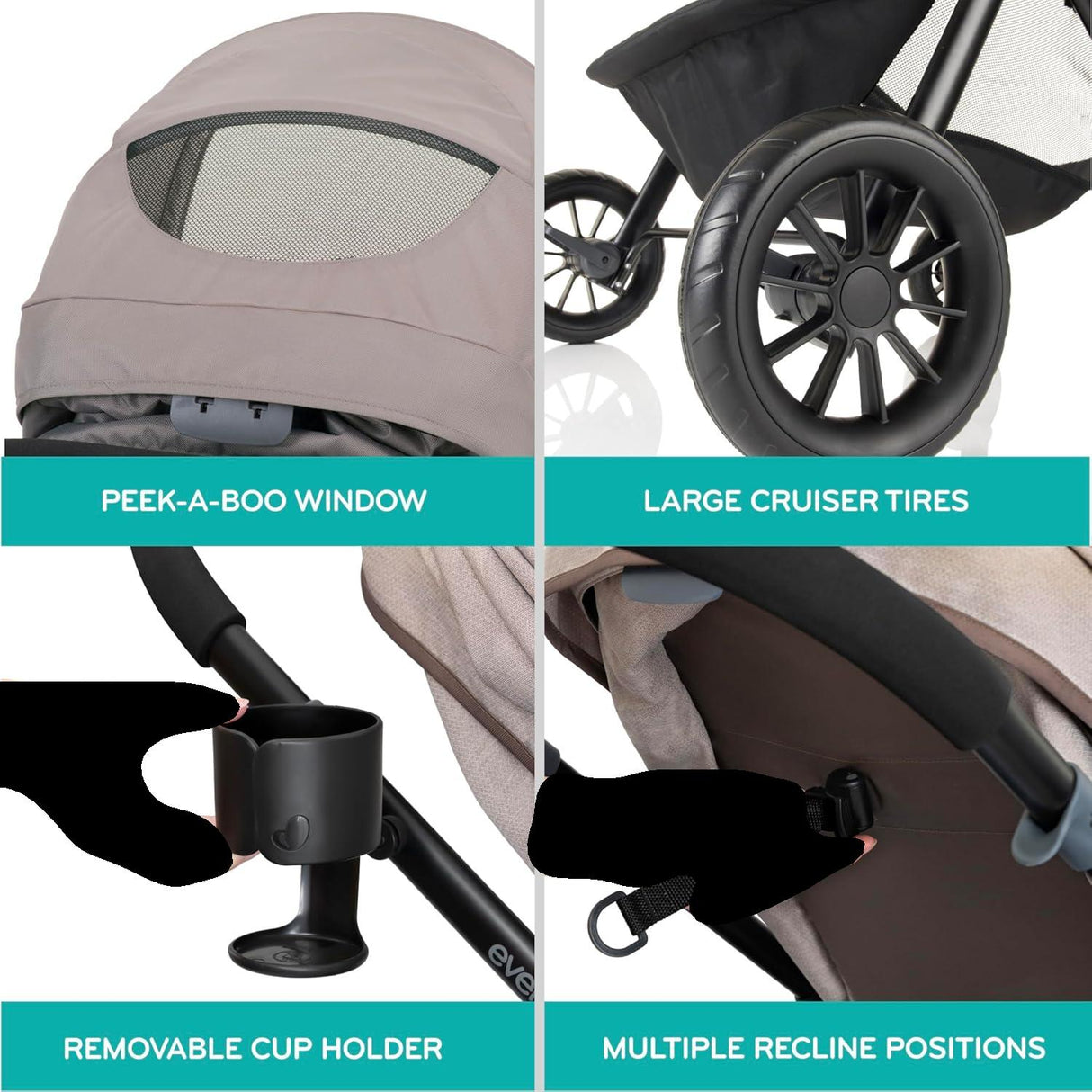Evenflo Pivot Modular Travel System with LiteMax Preemie and Infant Car Seat (Desert Tan) , , 81RGpT33a6L._SL1500
