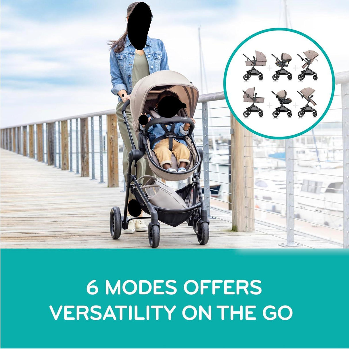 Evenflo Pivot Modular Travel System with LiteMax Preemie and Infant Car Seat (Desert Tan) , , 81lq8oGEfIL._SL1500