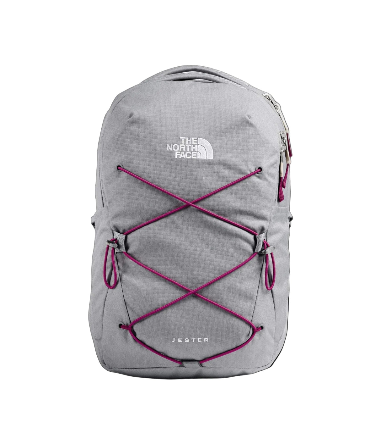 The North Face Women’s Jester Backpack in Meld Grey Dark Heather/Dramatic Plum, 22L everyday laptop backpack.