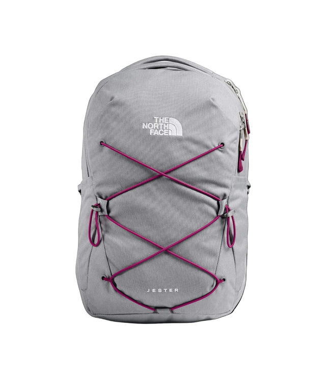 The North Face Women’s Jester Backpack in Meld Grey Dark Heather/Dramatic Plum, 22L everyday laptop backpack.