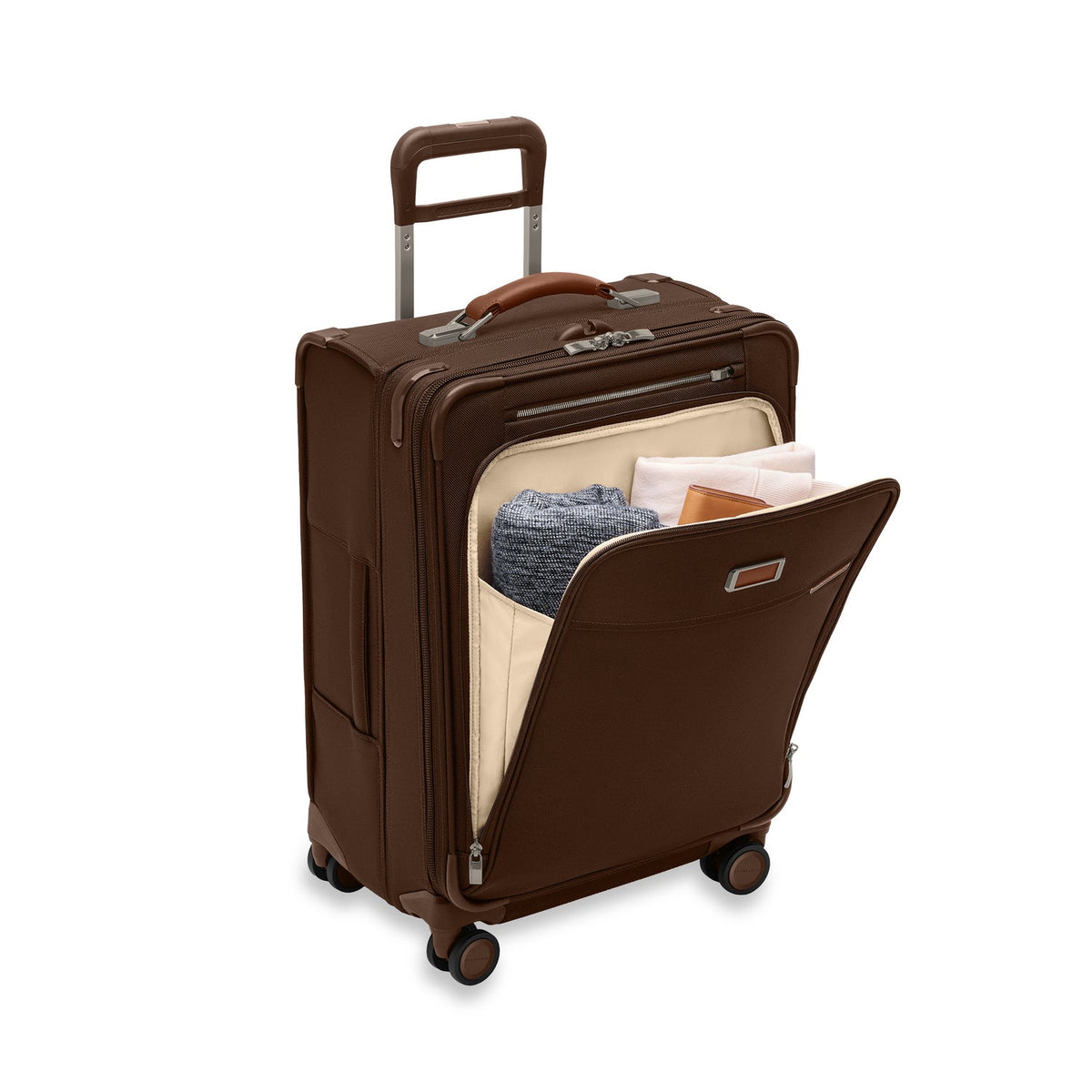 Briggs & Riley Compact 24" Checked Expandable Spinner , , BLU124CXSP-18-FrontPocket_1800x1800_9b80051d-aced-4a5f-a444-c7880b2c3102